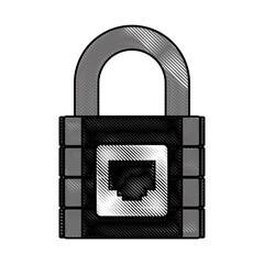 scribble black padlock cartoon vector graphic design
