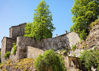 Fototapeta na wymiar Ancient stoned building in Sion old town Valais Switzerland