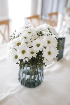 white flowers on table