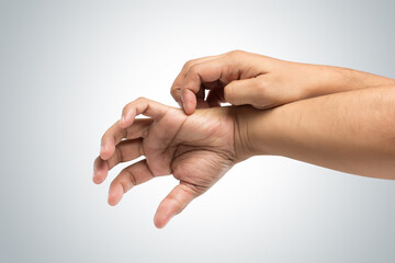 People scratch the itch with hand, itching, Arm, Concept with Healthcare And Medicine.