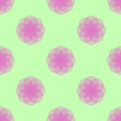 Seamless Floral Pattern Magenta on Green