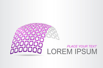 Logo stylized spherical surface with abstract shapes