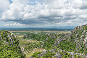 Fototapeta na wymiar Mountain landscape at Khao Dang View point, Khao Sam Roi Yot National Park. Thailand.