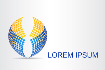 Logo stylized spherical surface with abstract shapes