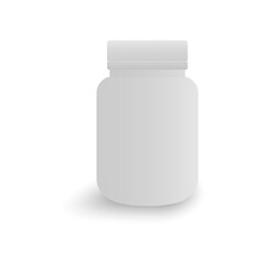 Realistic mock up of white plastic bottle for medicine