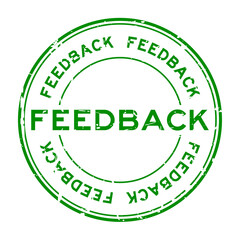 Grunge green feedback round rubber seal stamp on white background