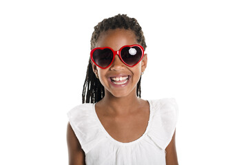 Adorable african little girl on studio white background