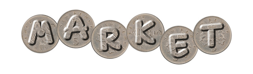 MARKET – Coins on white background