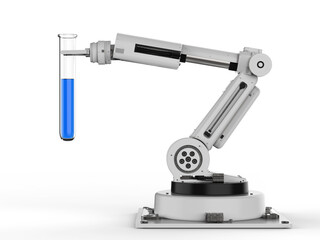robot holding test tube with blue liquid