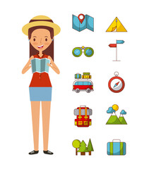 girl beach illustration icon vector design graphic