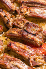 Grilled sliced barbecue pork ribs