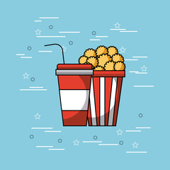 pop corn and soda concept vector icon illustration design graphic