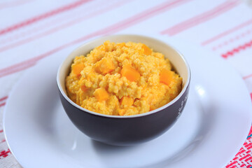 Millet cereal with pumpkin is a useful breakfast and a national Russian dish.