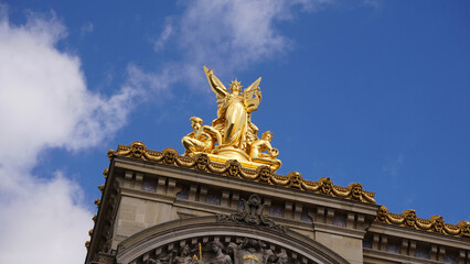 Fototapeta na wymiar Photo of Opera , Palais Garnier on a cloudy spring morning, Paris, France