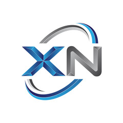 Simple initial letter logo modern swoosh XN