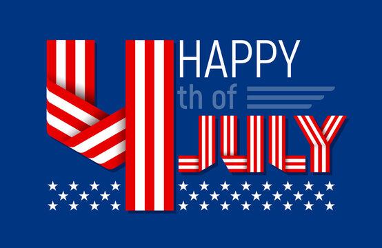 Happy 4th of July greeting card for USA Independence Day. Vector illustration.