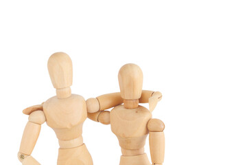 デッサン人形　肩を組む