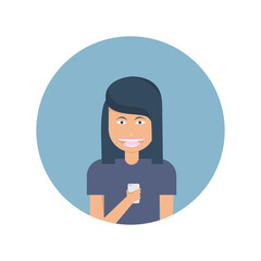 girl with phone icon vector illustration