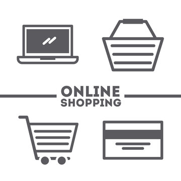 Online Shopping Flat Vector Icon Illustration Design Graphic