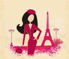 Fototapeta na wymiar women Shopping in Paris card