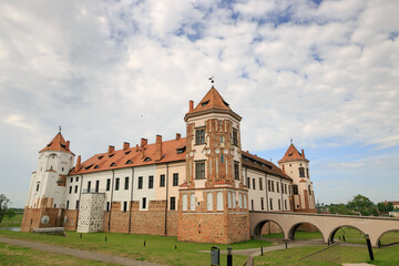 Fototapeta na wymiar Mir, BELARUS - May 20, 2017: Mir Castle in Minsk region - historical heritage of Belarus. UNESCO World Heritage. Traveling on Belarus