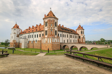 Fototapeta premium Mir, BELARUS - May 20, 2017: Mir Castle in Minsk region - historical heritage of Belarus. UNESCO World Heritage. Traveling on Belarus