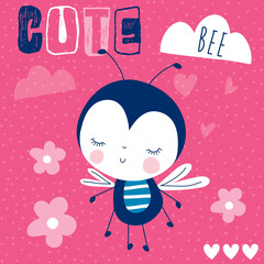 cute bee cartoon vector illustration