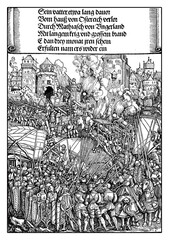 Siege and destruction of a city under Holy Roman Emperor Maximilian I, by Albrecht Dürer, XVI century