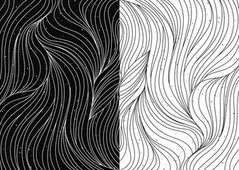 Black and white wave patterns vector