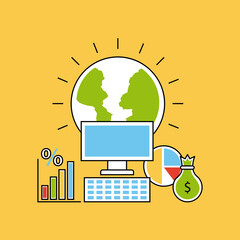 analytic and investments flat icon vector illustration design graphic