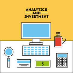 analytic and investments flat icon vector illustration design graphic