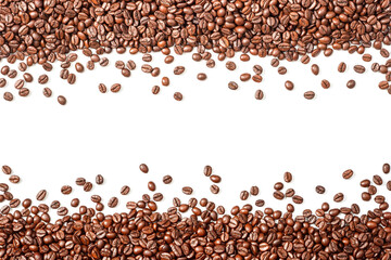 background of coffee beans, top view