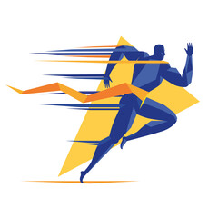 Vector Logo Runner line athlete marathon running team club event