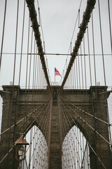 Brooklyn Bridge with American Flag