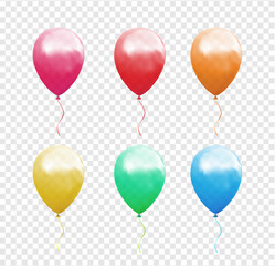 Set of colorful balloons on the transparent background. Isolated