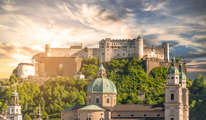 View over City Salzburg, Austria, Home of Mozart,  - obrazy, fototapety, plakaty