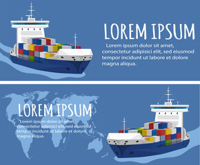 Commercial sea shipping flyer template set