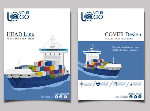 Commercial sea shipping banner template set