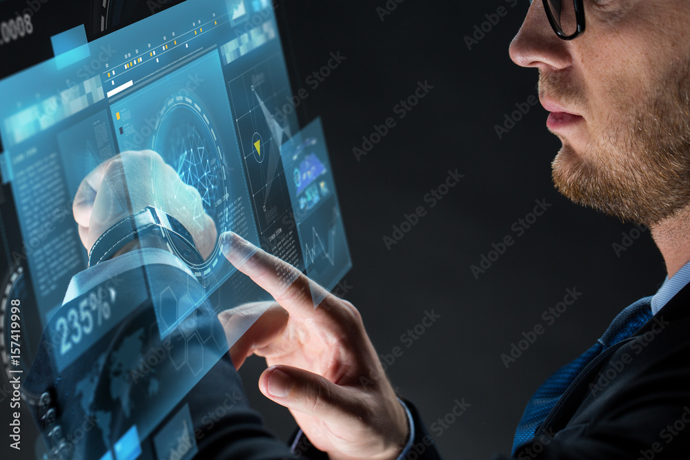 Poster close up of businessman with smartwatch