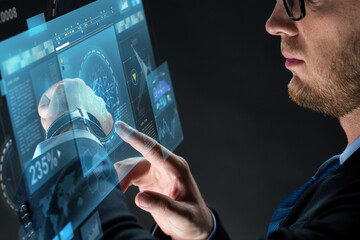 close up of businessman with smartwatch