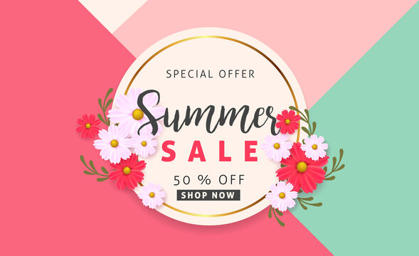 Summer sale background layout banners.voucher discount.Vector illustration template.