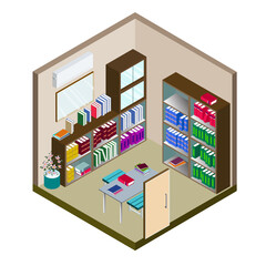 vector isometric library room