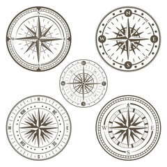 Marine compass line art set