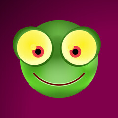 Cute Frog Emoticon on Dark Background. Isolated Vector Illustration 