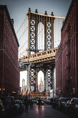 Papier Peint photo autocollant Brooklyn Bridge Manhattan Bridge tiré de dumbo