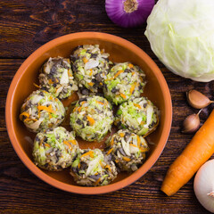 Vegan cabbage mushroom balls. 