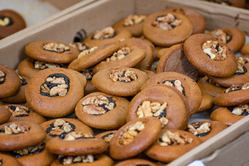 Homemade cakes with nuts and jam - Folk art
