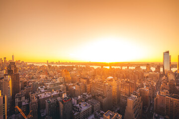 sunset over the west side of manhattan
