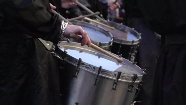 Close-up of typical drums of holy week in Spain