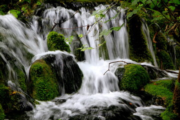 Fototapeta na wymiar Impressive waterfall in the Plitvice lakes National park, Croatia